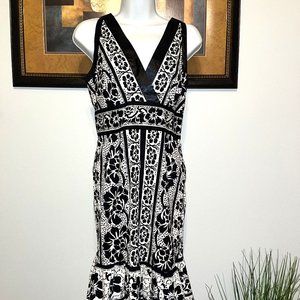 ICE Size 8 Black and White Print Dress